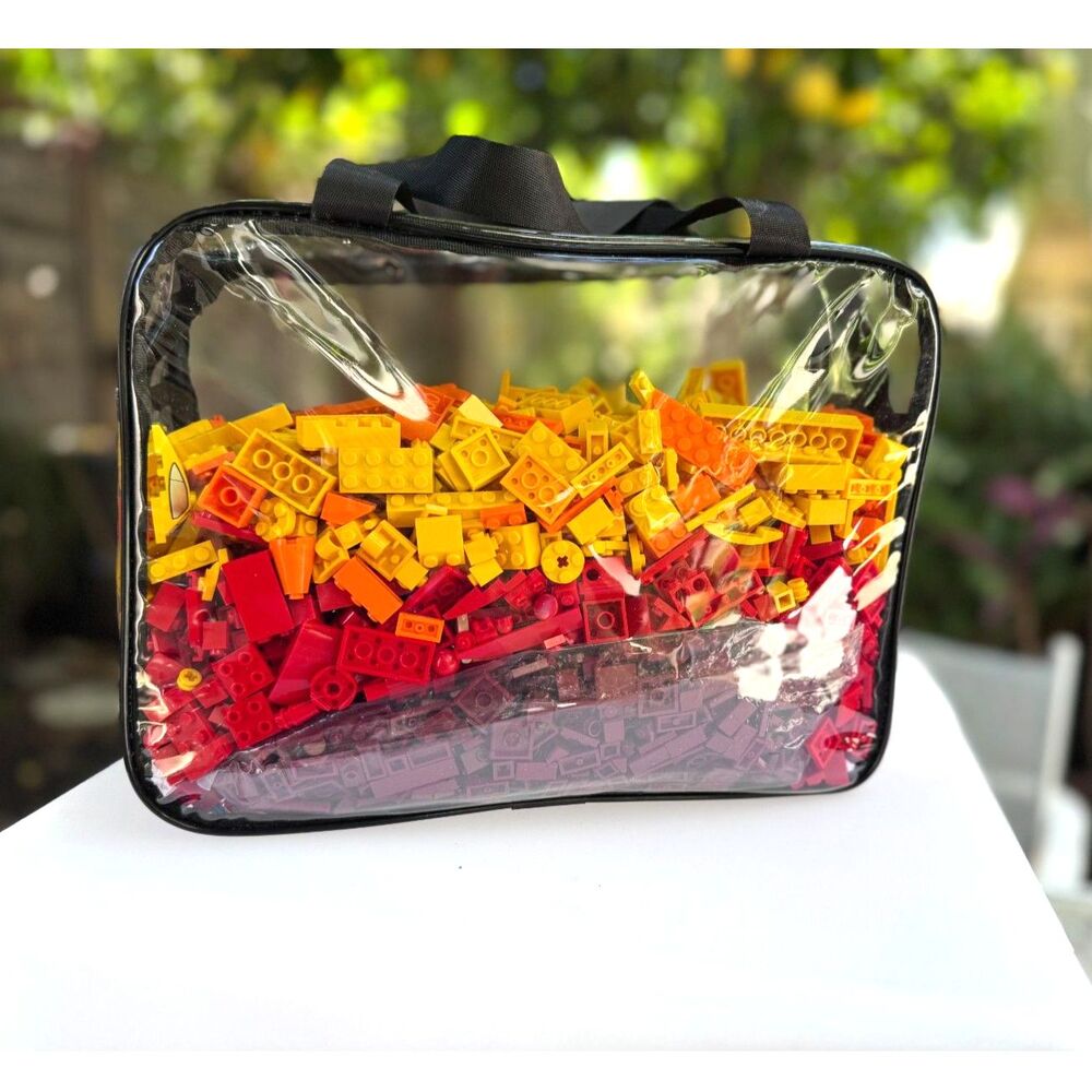 MISC Red Yellow Orange LEGO Bricks New PVC Zip Tote Size 11.8"L x 3.9"W x 8.66"H